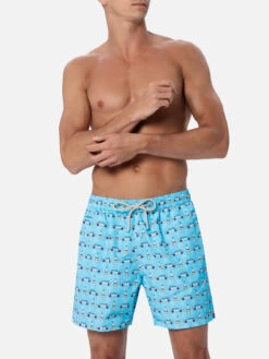 MC2 Saint Barth Man Lightweight Fabric Swim-shorts Lighting Micro Fantasy With Lancia Delta Print | LANCIA SPECIAL EDITION -MC2 Saint Barth Shop LIG0003 02608F 01