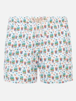 MC2 Saint Barth Man Light Fabric Swim Shorts With Gin Print | PORTOFINO DRY GIN SPECIAL EDITION
