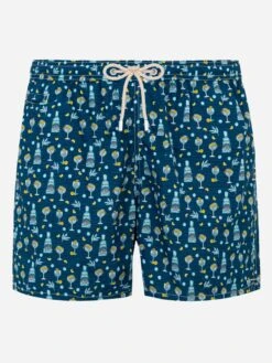 MC2 Saint Barth Man Light Fabric Swim Shorts With Gin Mare All Over Print | GIN MARE SPECIAL EDITION