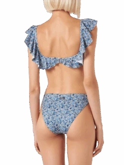 Woman Off Shoulder Bikini With Flower Print| Made With Liberty Fabric -MC2 Saint Barth Shop ODE0001EMGE61 liberty ruffled bralette bikini 3