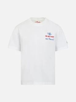 MC2 Saint Barth Boy Cotton Jersey T-shirt Portofino Jr With Me Ne Vado Dai Nonni Embroidery