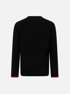 MC2 Saint Barth Girl Crewneck Black Sweater With Barbie Jacquard | BARBIE SPECIAL EDITION -MC2 Saint Barth Shop PRC00011 1585E girl black sweater barbie 3