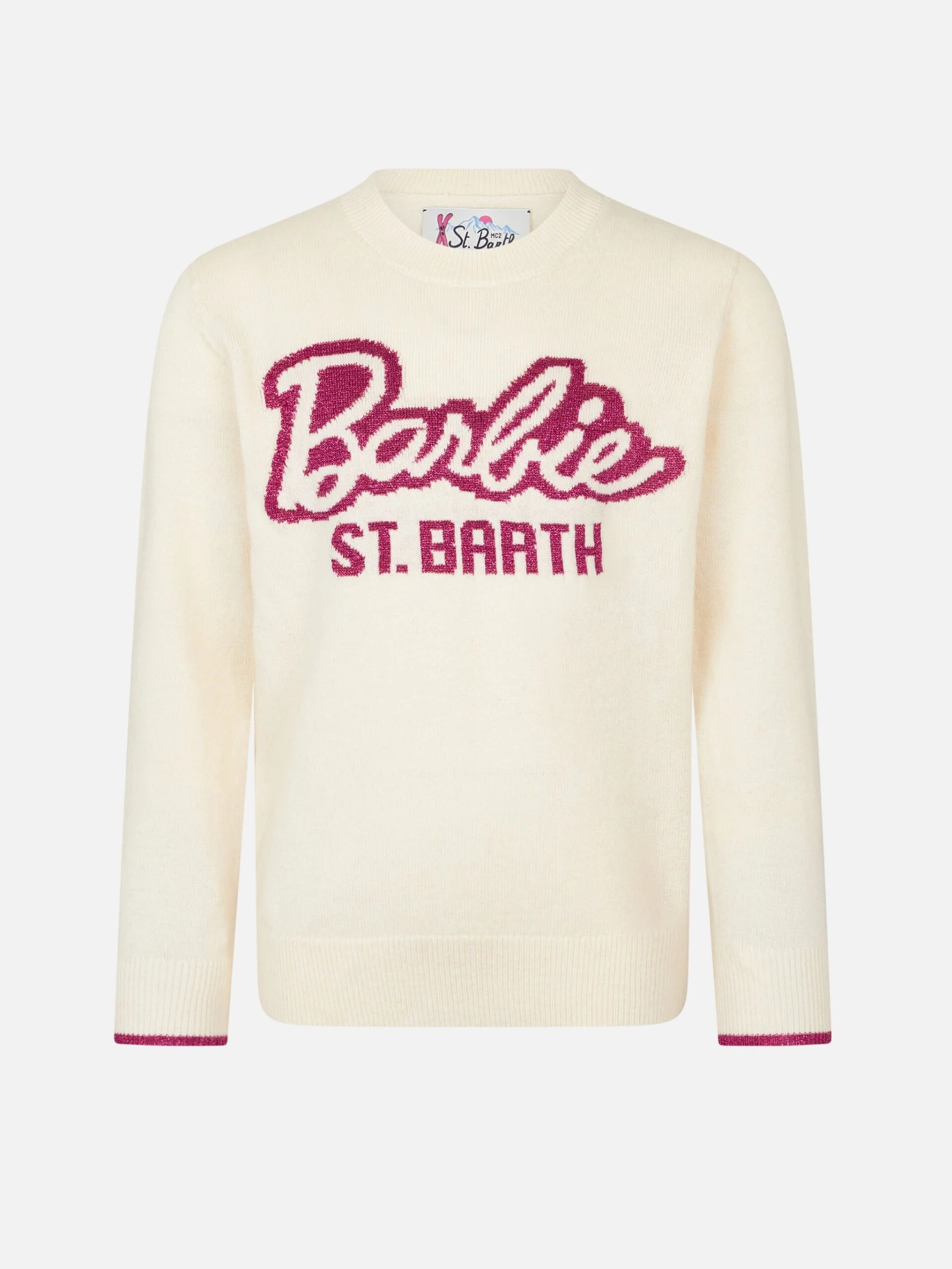 MC2 Saint Barth Girl Crewneck White Sweater With Barbie Jacquard | BARBIE SPECIAL EDITION 3 MC2 Saint Barth Girl Crewneck White Sweater With Barbie Jacquard | BARBIE SPECIAL EDITION