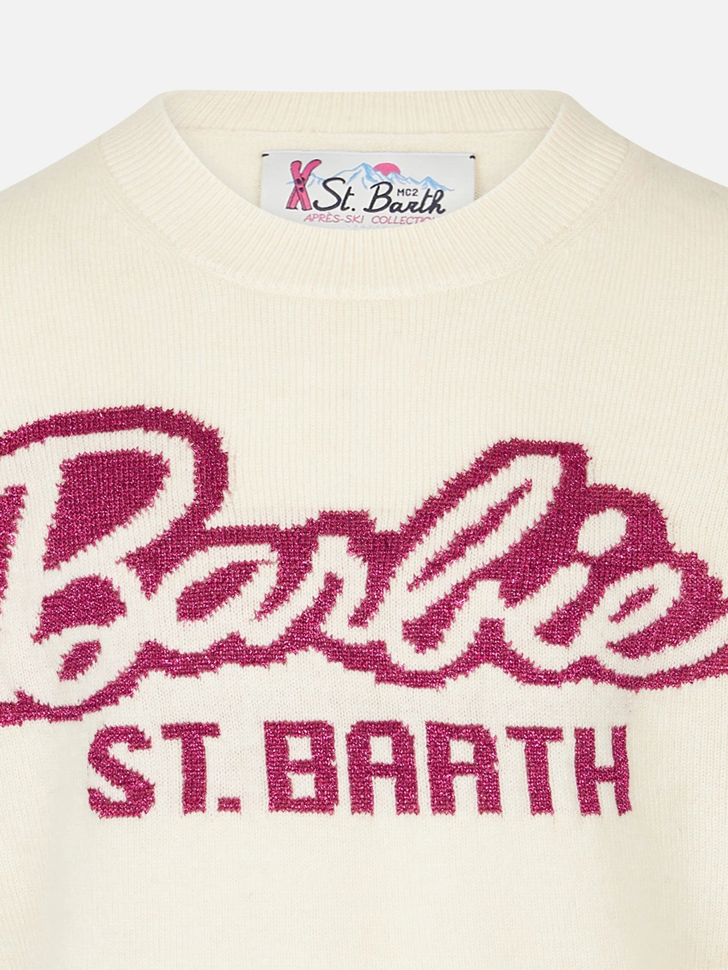 MC2 Saint Barth Girl Crewneck White Sweater With Barbie Jacquard | BARBIE SPECIAL EDITION 4 MC2 Saint Barth Girl Crewneck White Sweater With Barbie Jacquard | BARBIE SPECIAL EDITION - Image 2