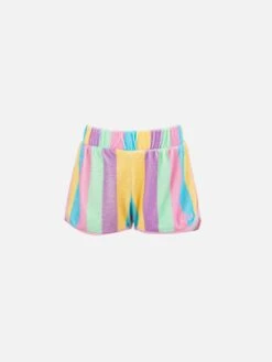 MC2 Saint Barth Girl Multicolor Terry Pull Up Shorts Curly