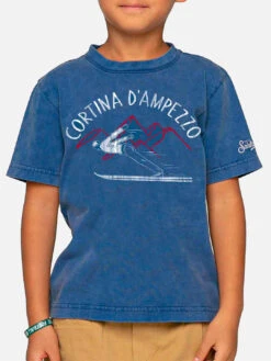 Bluette Cotton T-Shirt Cortina D'Ampezzo
