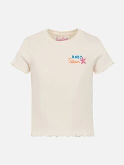 MC2 Saint Barth Girl Ribbed T-shirt Serena Jr With Baby Star Embroidery