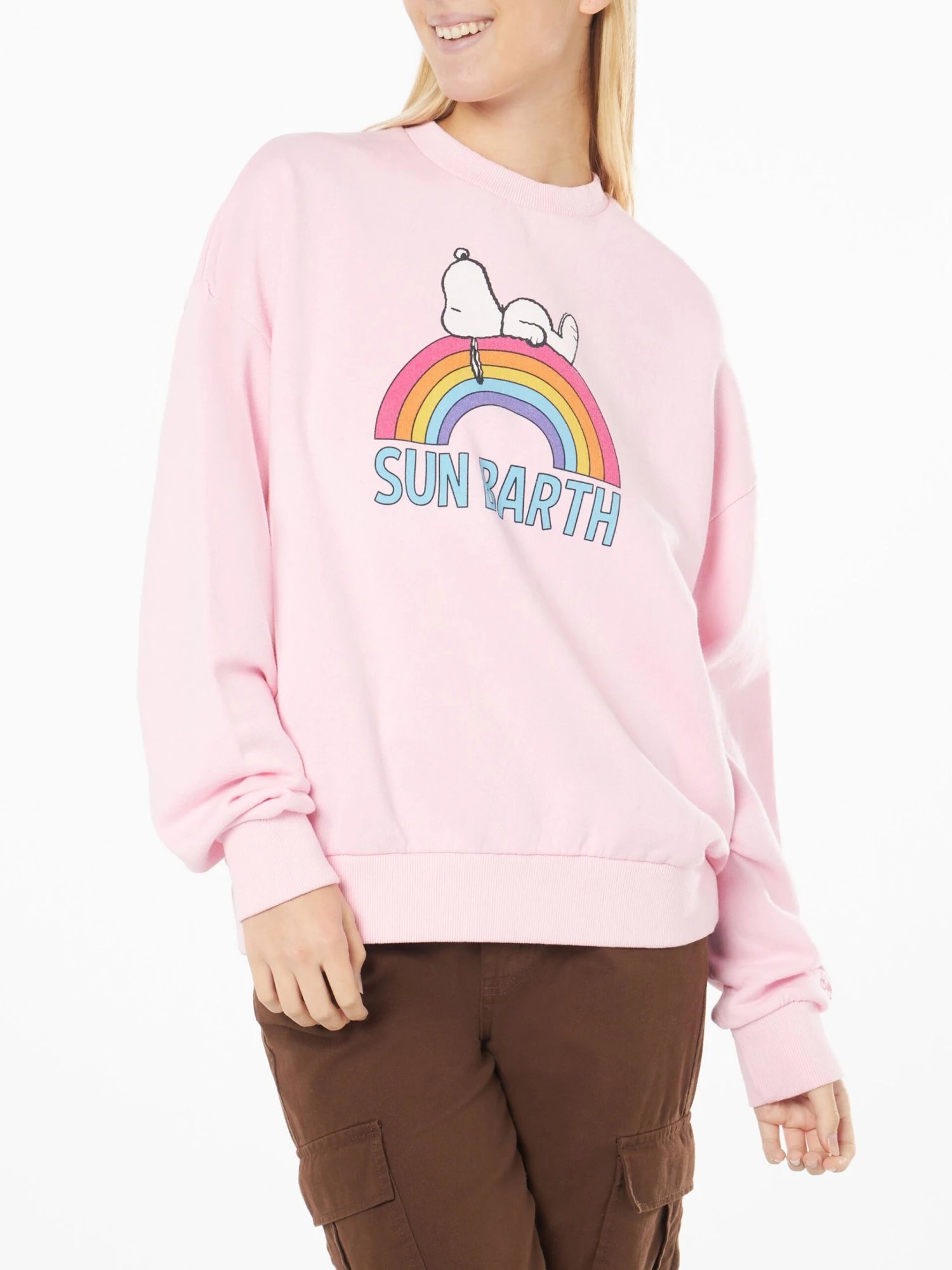 Woman Pink Sweatshirt With Snoopy Print | Peanuts® Special Edition 3 Woman Pink Sweatshirt With Snoopy Print | Peanuts® Special Edition