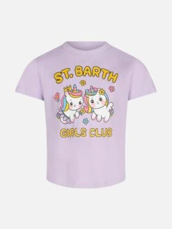 MC2 Saint Barth Girl T-shirt With St. Barth Girls Club And Unicorns Print