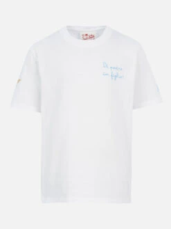 MC2 Saint Barth Boy Cotton T-shirt With Di Padre In Figlio Embroidery | SS LAZIO SPECIAL EDITION