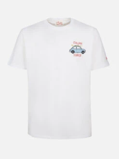 MC2 Saint Barth Man Cotton T-shirt With Fiat 500 Placed Print And Embroidery | FIAT 500 SPECIAL EDITION -MC2 Saint Barth Shop TSHM001 03930F italian surfer tshirt man 1