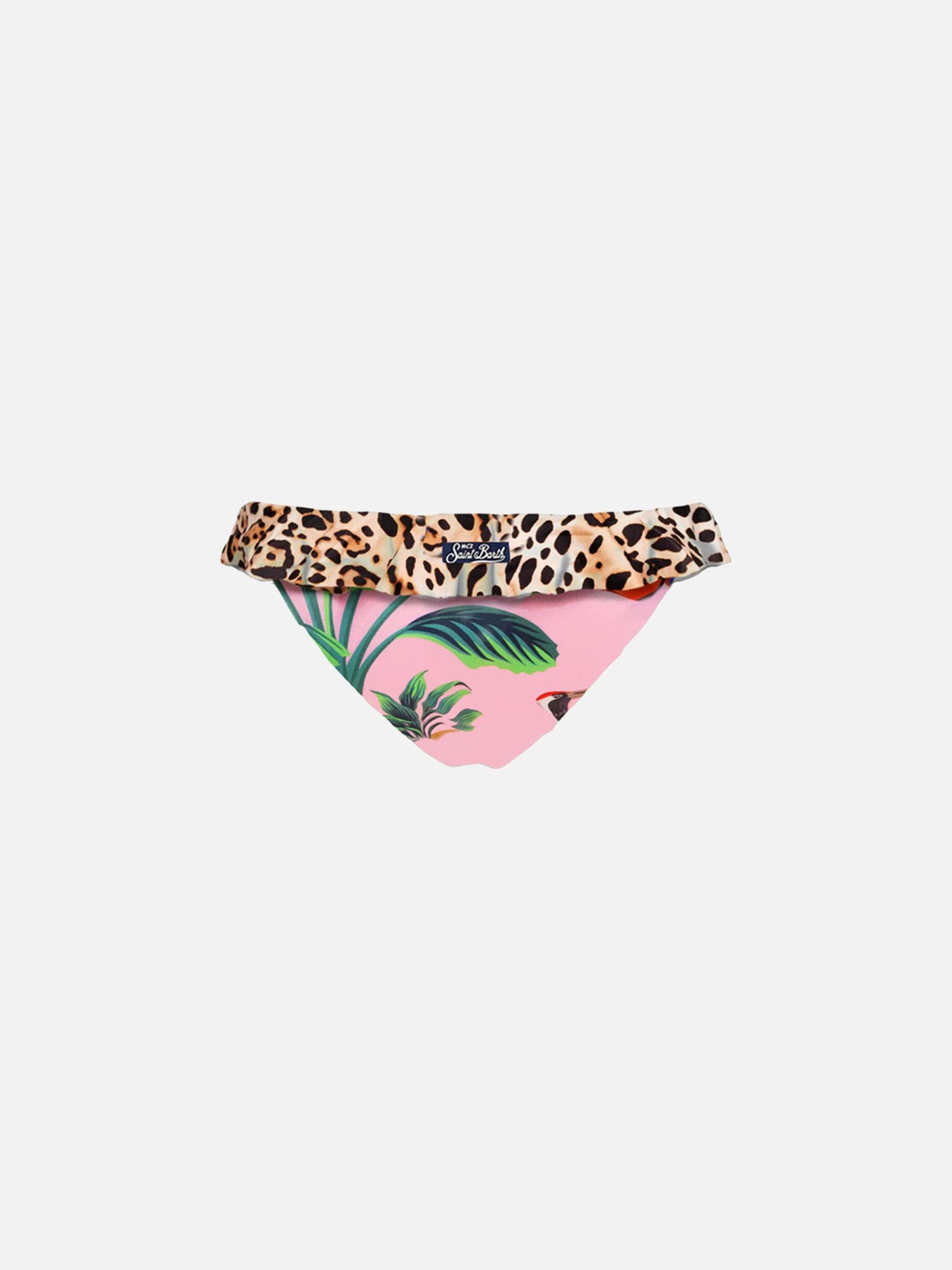 Baby Beach Briefs With Leopard Print Flounce And Tropical Pattern 4 Baby Beach Briefs With Leopard Print Flounce And Tropical Pattern - Image 2