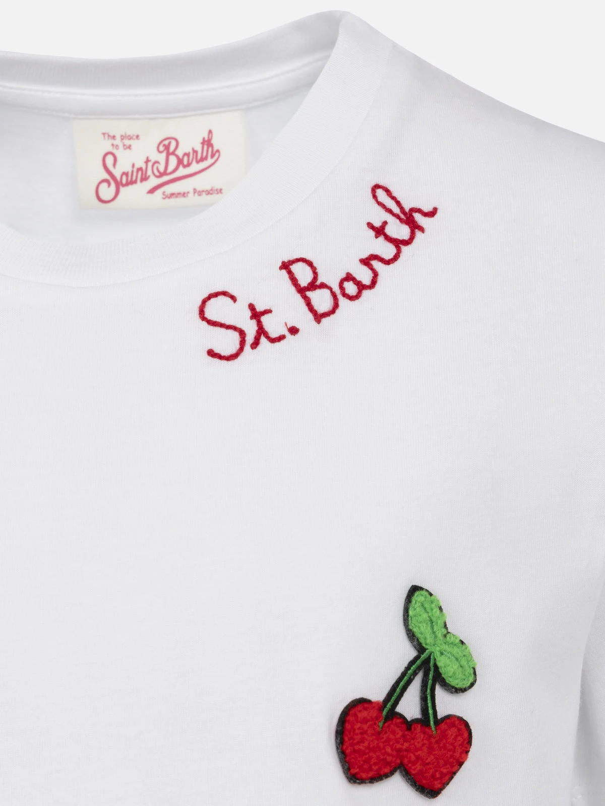 MC2 Saint Barth Girl Abbey Dress With Fringes And Cherry Patch 4 MC2 Saint Barth Girl Abbey Dress With Fringes And Cherry Patch - Image 2