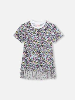 MC2 Saint Barth Girl Abbey Dress With Fringes And Animalier Print