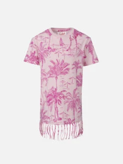 MC2 Saint Barth Girl Abbey Dress With Fringes And Toile De Jouy Print