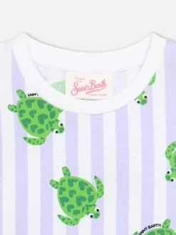 MC2 Saint Barth Girl Abbey Dress With Fringes And Turtle Print -MC2 Saint Barth Shop UID ABY000109984F GIRL DRESS LILAC 3