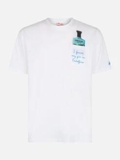 MC2 Saint Barth Man Cotton T-shirt Austin With Portofino Gin Embroidery | PORTOFINO DRY GIN SPECIAL EDITION -MC2 Saint Barth Shop UID AUS000104269F MAN T SHIRT WHITE 1