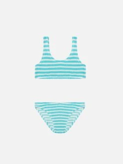 MC2 Saint Barth Water Green Striped Crinkle Classic Bralette Bikini Baker