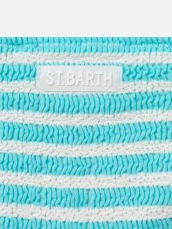 MC2 Saint Barth Water Green Striped Crinkle Classic Bralette Bikini Baker -MC2 Saint Barth Shop UID BAK000204857H GIRL BIKINI GREEN CRINKLE 03