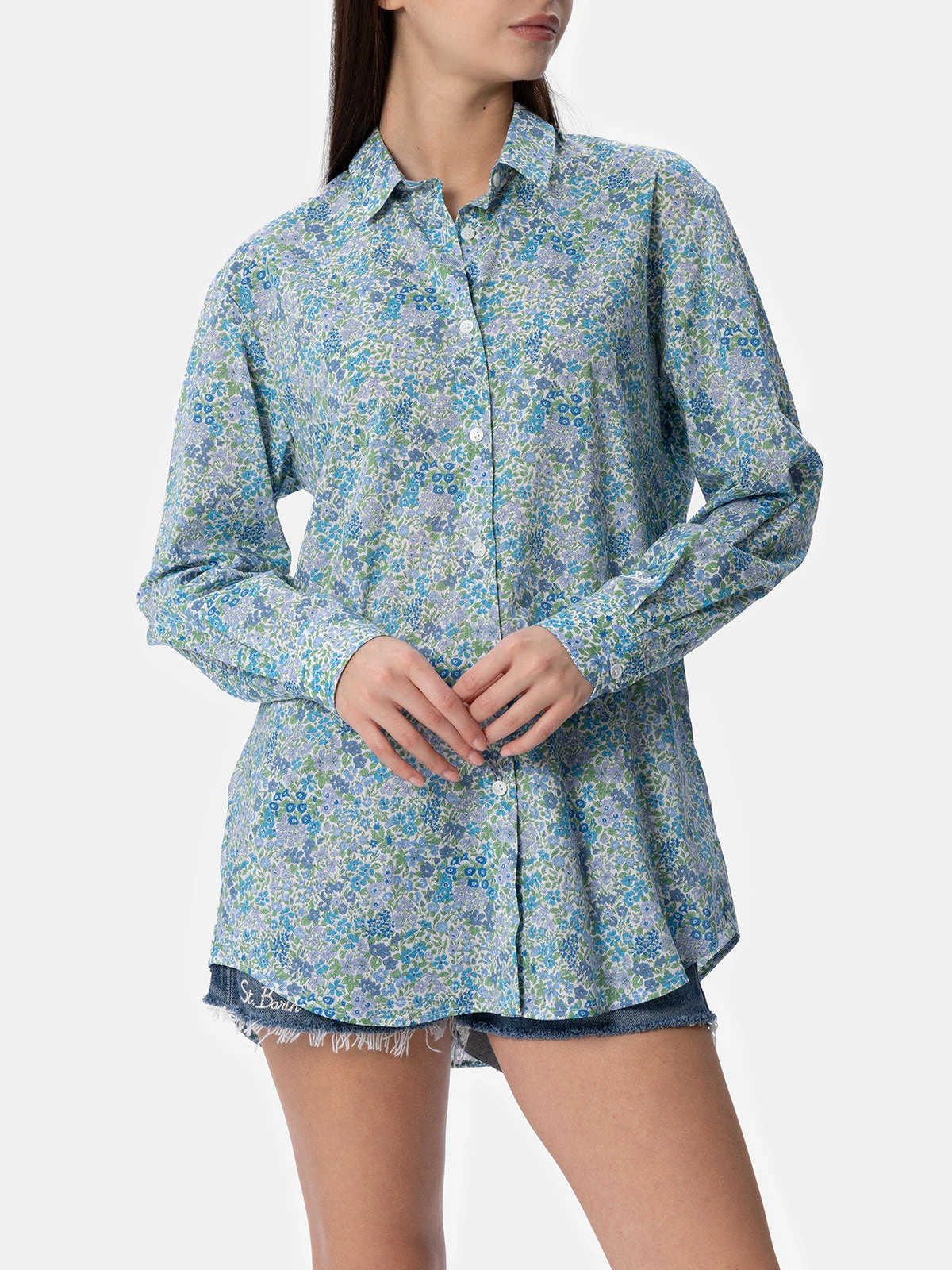 MC2 Saint Barth Woman Cotton Shirt Brigitte With Joanna Luise Print | MADE WITH LIBERTY FABRIC 3 MC2 Saint Barth Woman Cotton Shirt Brigitte With Joanna Luise Print | MADE WITH LIBERTY FABRIC