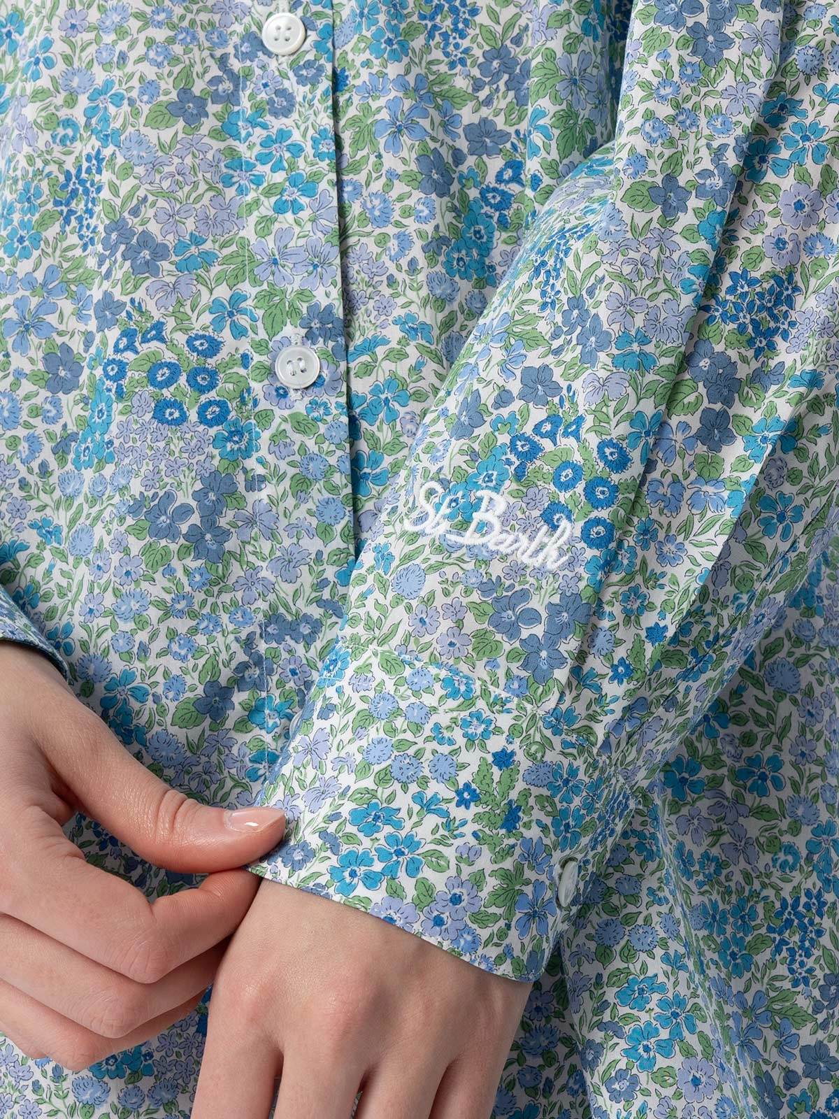 MC2 Saint Barth Woman Cotton Shirt Brigitte With Joanna Luise Print | MADE WITH LIBERTY FABRIC 5 MC2 Saint Barth Woman Cotton Shirt Brigitte With Joanna Luise Print | MADE WITH LIBERTY FABRIC - Image 3