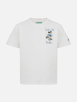 MC2 Saint Barth Boy Heavy Cotton T-shirt Cameron Mickey Print And St. Barth Bomber Embroidery | DISNEY SPECIAL EDITION