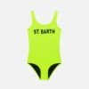 St. Barth Print Yellow Fluo Girl's One Piece Swimsuit