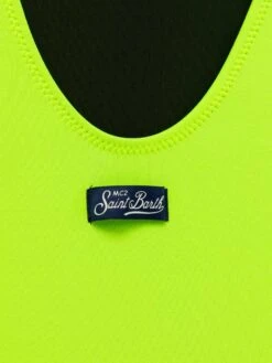 St. Barth Print Yellow Fluo Girl's One Piece Swimsuit -MC2 Saint Barth Shop UID CARA001STBH94 GIRL ONEPIECE YELLOW MC2 MC2 20250516141707 03