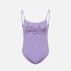 MC2 Saint Barth Cecille Jr One-piece Shiny Swimsuit With Rhinestone Logo
