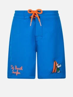 MC2 Saint Barth Boy Comfort Surf Jr Swim Shorts With Snoopy Placed Print