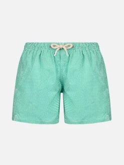 MC2 Saint Barth Classic Stretch Comfort Light Jr Swim Shorts With Gingham Print