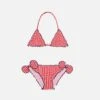 MC2 Saint Barth Girl Triangle Bikini With Red Gingham Print -MC2 Saint Barth Shop UID CRIS00101128B GIRL BIKINI RED 0 0 1