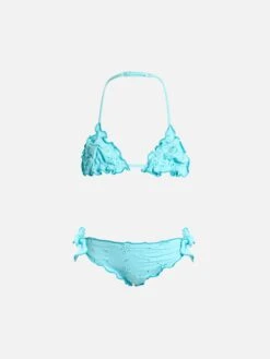 MC2 Saint Barth Girl Water Green Classic Triangle Bikini Cris With Sangallo Embroidery