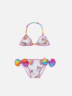 MC2 Saint Barth Cris Classic Triangle Bikini With Unicorn Print