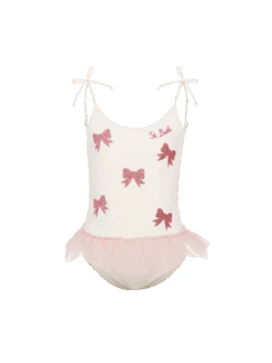 MC2 Saint Barth Dancer One-piece Swimsuit With Tulle Ruffle And Glittered Bows