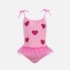 MC2 Saint Barth Dancer One-piece Swimsuit With Tulle Ruffle And Glittered Hearts 1 MC2 Saint Barth Dancer One-piece Swimsuit With Tulle Ruffle And Glittered Hearts -MC2 Saint Barth Shop UID DANC000104920H GIRL ONE PIECE PINK SOLID COLOR 01