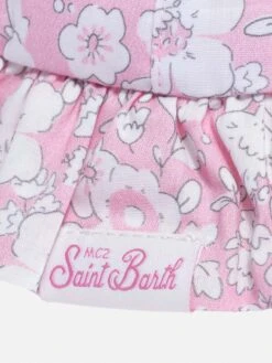MC2 Saint Barth Doremi Newborn Cotton Bonnet -MC2 Saint Barth Shop UID DOE000103671H GIRL HAT PINK FLOWERS 03