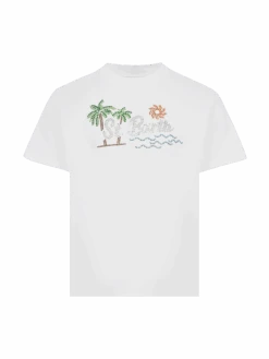MC2 Saint Barth Elly Cotton Jersey Crewneck T-shirt With Saint Barth Sunset Rhinestone Desgin
