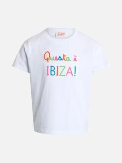 MC2 Saint Barth Girl Cotton Jersey Crewneck T-shirt Elly With Questa è Ibiza Embroidery