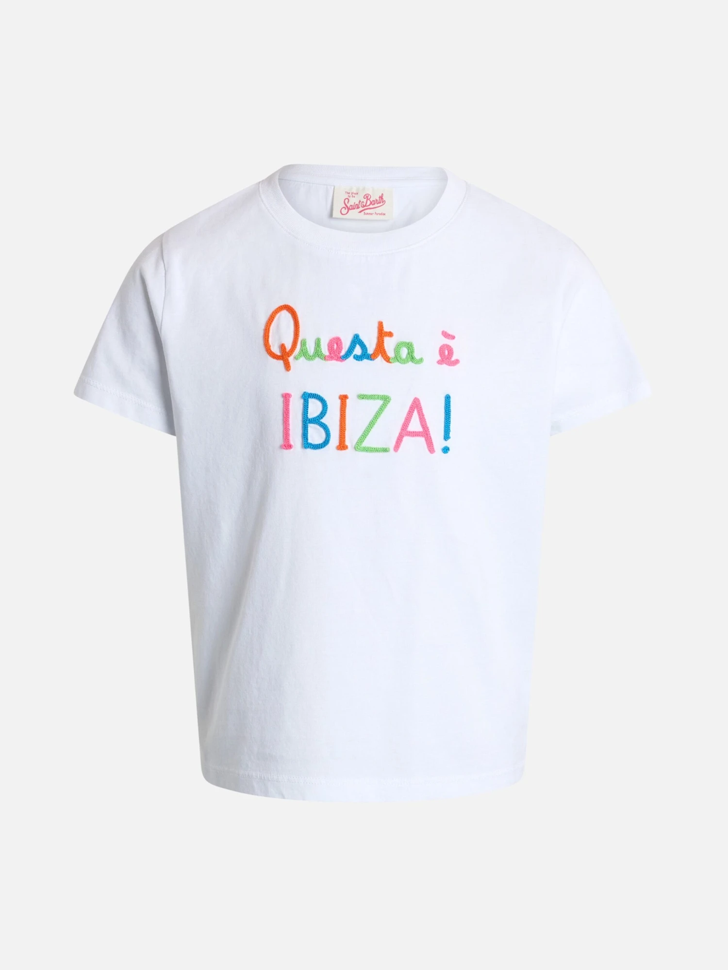 MC2 Saint Barth Girl Cotton Jersey Crewneck T-shirt Elly With Questa è Ibiza Embroidery 3 MC2 Saint Barth Girl Cotton Jersey Crewneck T-shirt Elly With Questa è Ibiza Embroidery
