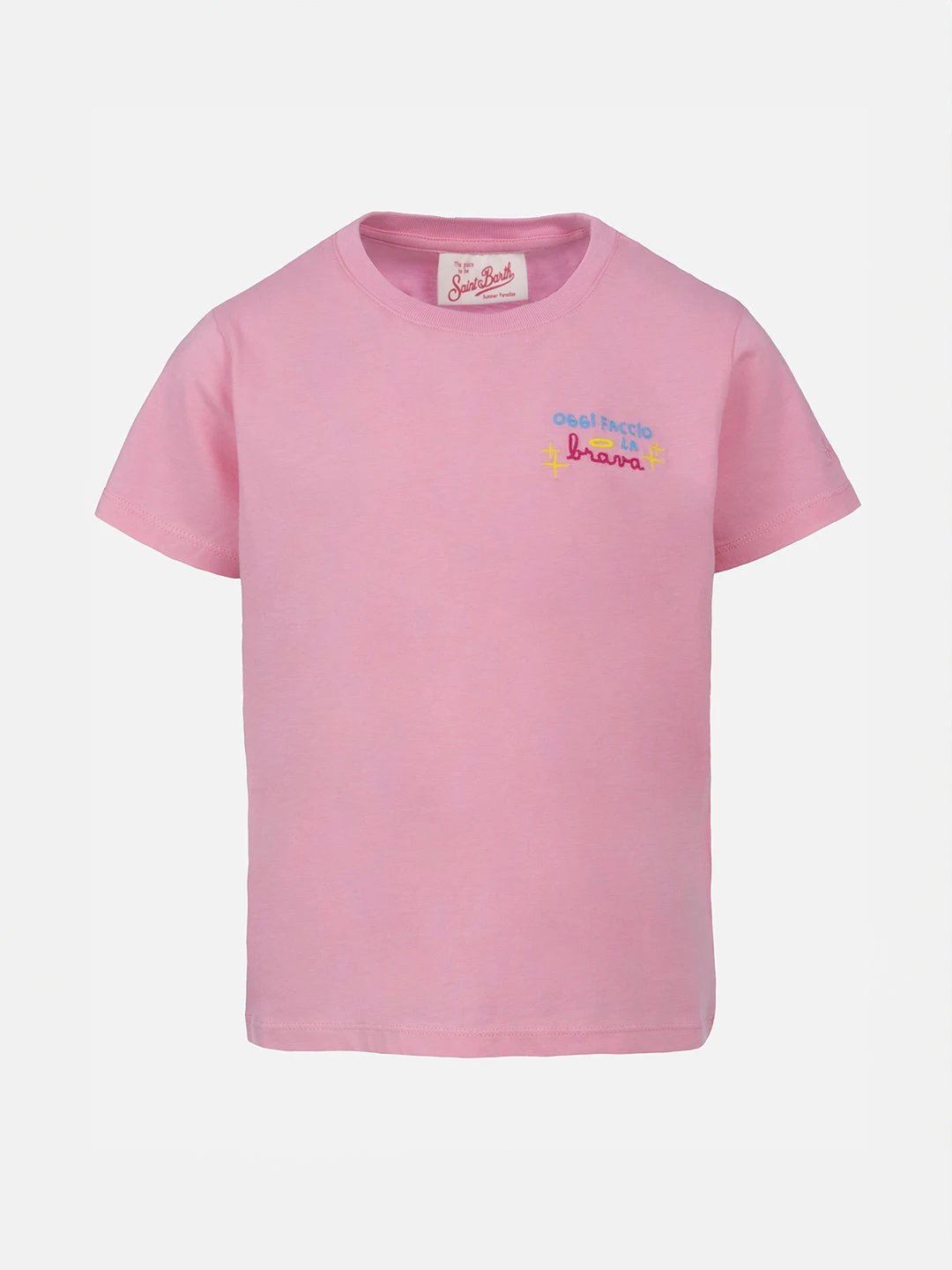 MC2 Saint Barth Girl Cotton Jersey Crewneck T-shirt Elly With Oggi Faccio La Brava Embroidery 3 MC2 Saint Barth Girl Cotton Jersey Crewneck T-shirt Elly With Oggi Faccio La Brava Embroidery