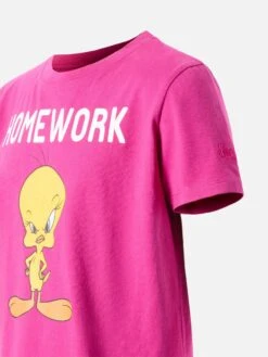 MC2 Saint Barth Elly Cotton Jersey T-shirt With Tweety Print | WARNER BROS SPECIAL EDITION -MC2 Saint Barth Shop UID ELLY00105239D GIRL T SHIRT PINK FUNNY LOONEYTUNESTITTIBUGSBUNNYSILVESTRO 3