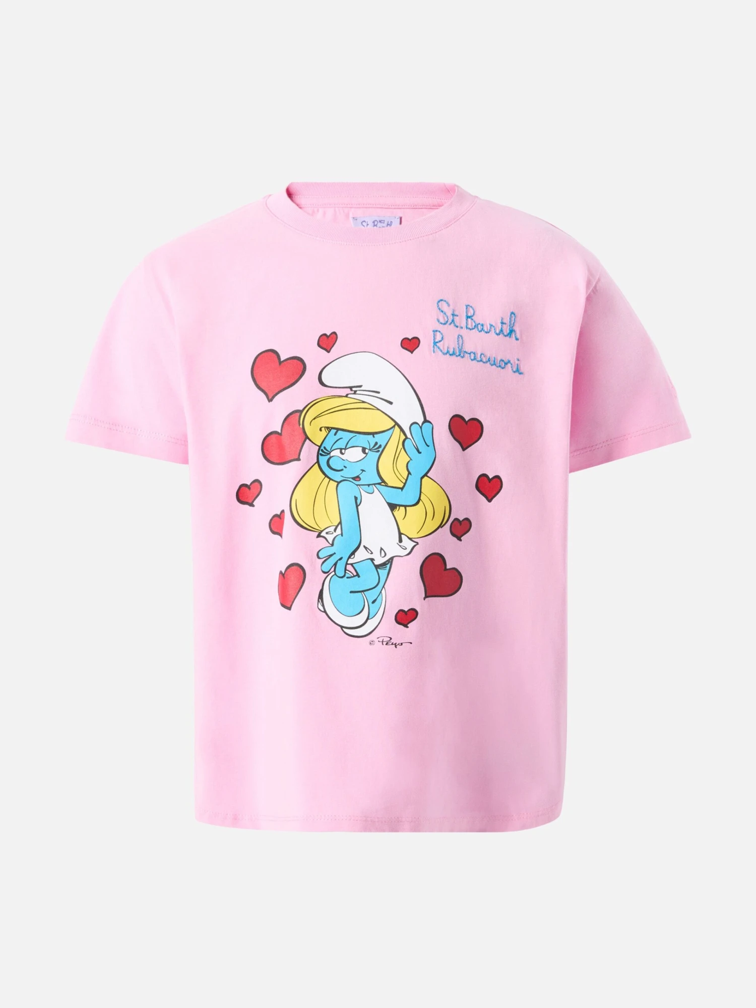 MC2 Saint Barth Cotton T-shirt Emma With Smurfette Print And St. Barth Rubacuori Embroidery 3 MC2 Saint Barth Cotton T-shirt Emma With Smurfette Print And St. Barth Rubacuori Embroidery