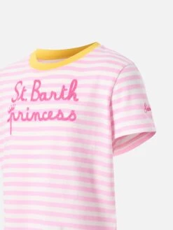 MC2 Saint Barth Cotton T-shirt Emma With Striped Print And St. Barth Princess Embroidery -MC2 Saint Barth Shop UID EMM0001SBPG21 GIRL T SHIRT PINK MC2 MC2 3