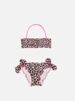 MC2 Saint Barth Girl Bandeau Bikini With Leopard Print