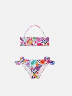 MC2 Saint Barth Girl Bandeau Bikini With Multicolor Flowers