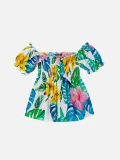 MC2 Saint Barth Cotton Dress Fancy With Tropical Print