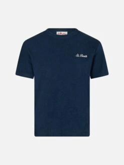 MC2 Saint Barth Boy Navy Blue Terry T-shirt Gary With St. Barth Embroidery