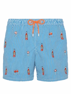 MC2 Saint Barth Mid-length Striped Gustavia Swim-shorts With Aperol Spritz Embroidery | APEROL SPECIAL EDITION