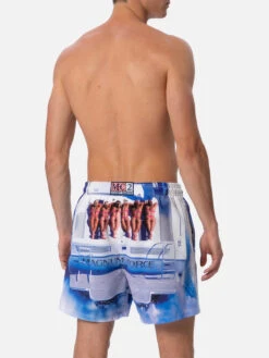 MC2 Saint Barth Man Mid-length Gustavia Swim-shorts Withplaced Print| MAGNUM MARINE SPECIAL EDITION -MC2 Saint Barth Shop UID GUS000904283F MAN SWIMSHORT WHITE MAGNUM FORCE 02